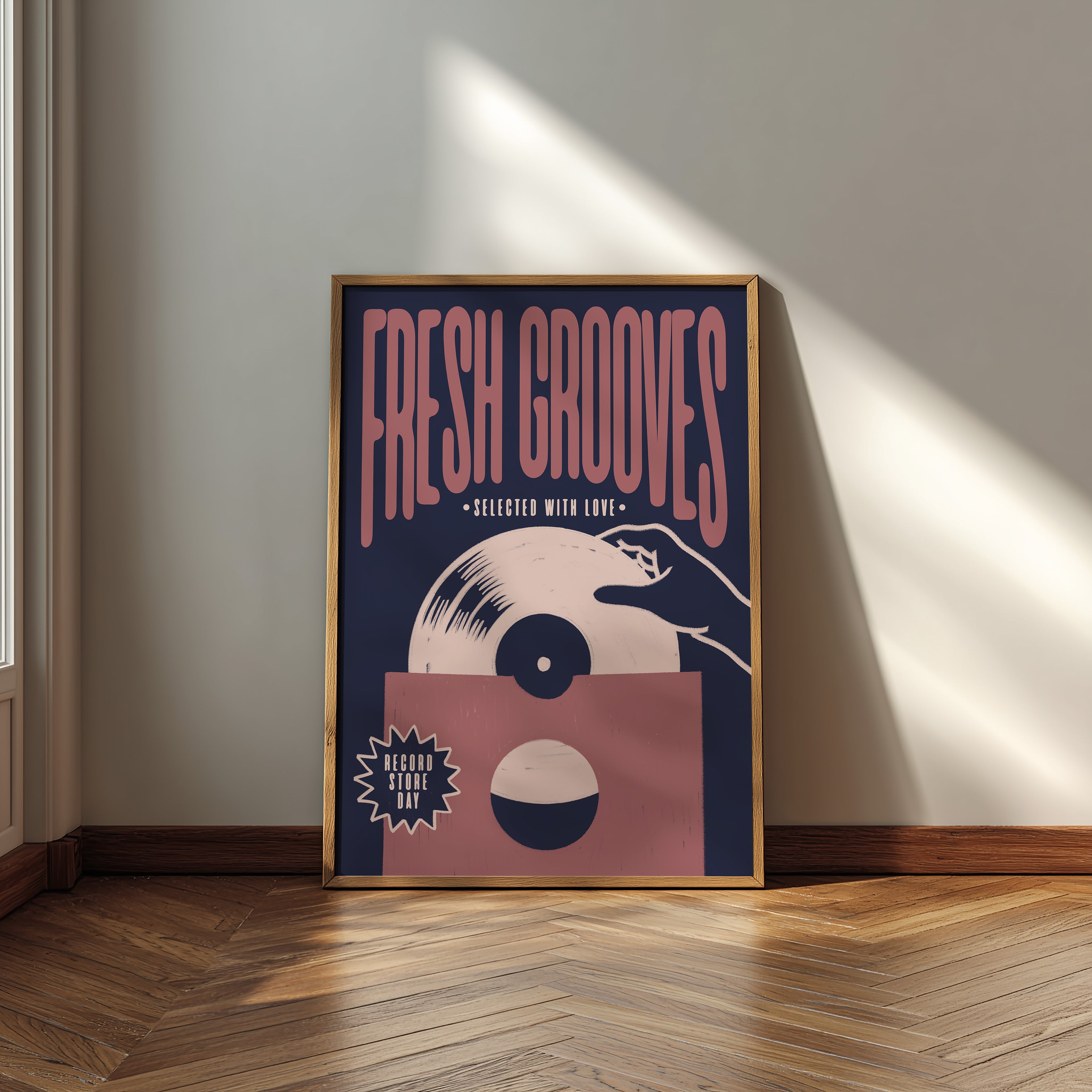 Vinyl Record Print | Fresh Grooves | Music Inspired Wall Art | Retro Mid Century Poster