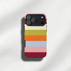 cream & Khaki & Orange & Blue & Pink retro stripe tough phone cases for iPhone and Samsung