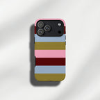 Pink & Blue & Khaki & Burgundy  retro stripe tough phone cases for iPhone and Samsung