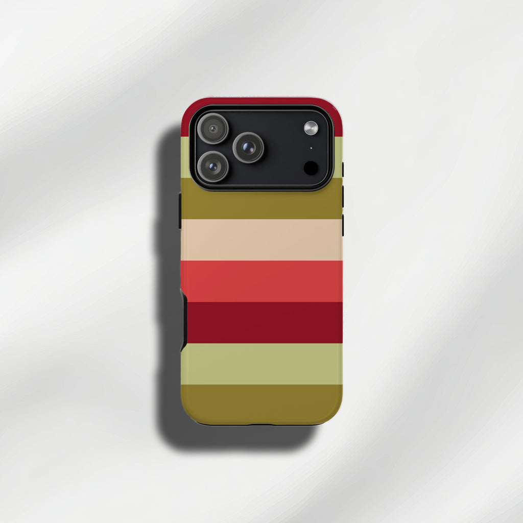 Pink & Burgundy & Khaki  retro stripe tough phone cases for iPhone and Samsung