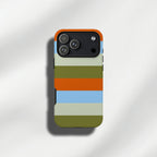 Khaki & Orange & Blue retro stripe tough phone cases for iPhone and Samsung