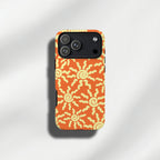 Orange & Yellow retro sun print tough phone cases for iPhone and Samsun