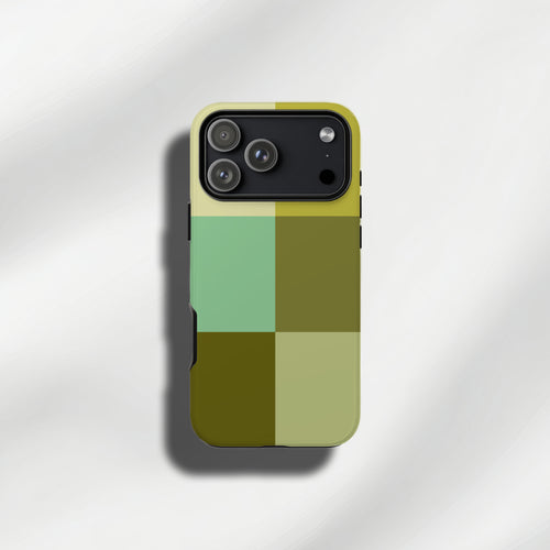 Green geometric colour block tough phone cases for iPhone and Samsung