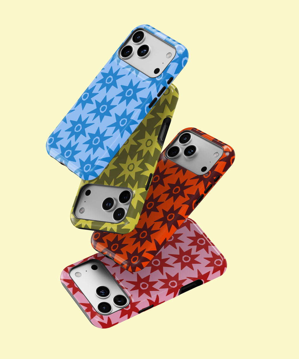 Colourful retro starburst tough phone cases for iPhone and Samsung