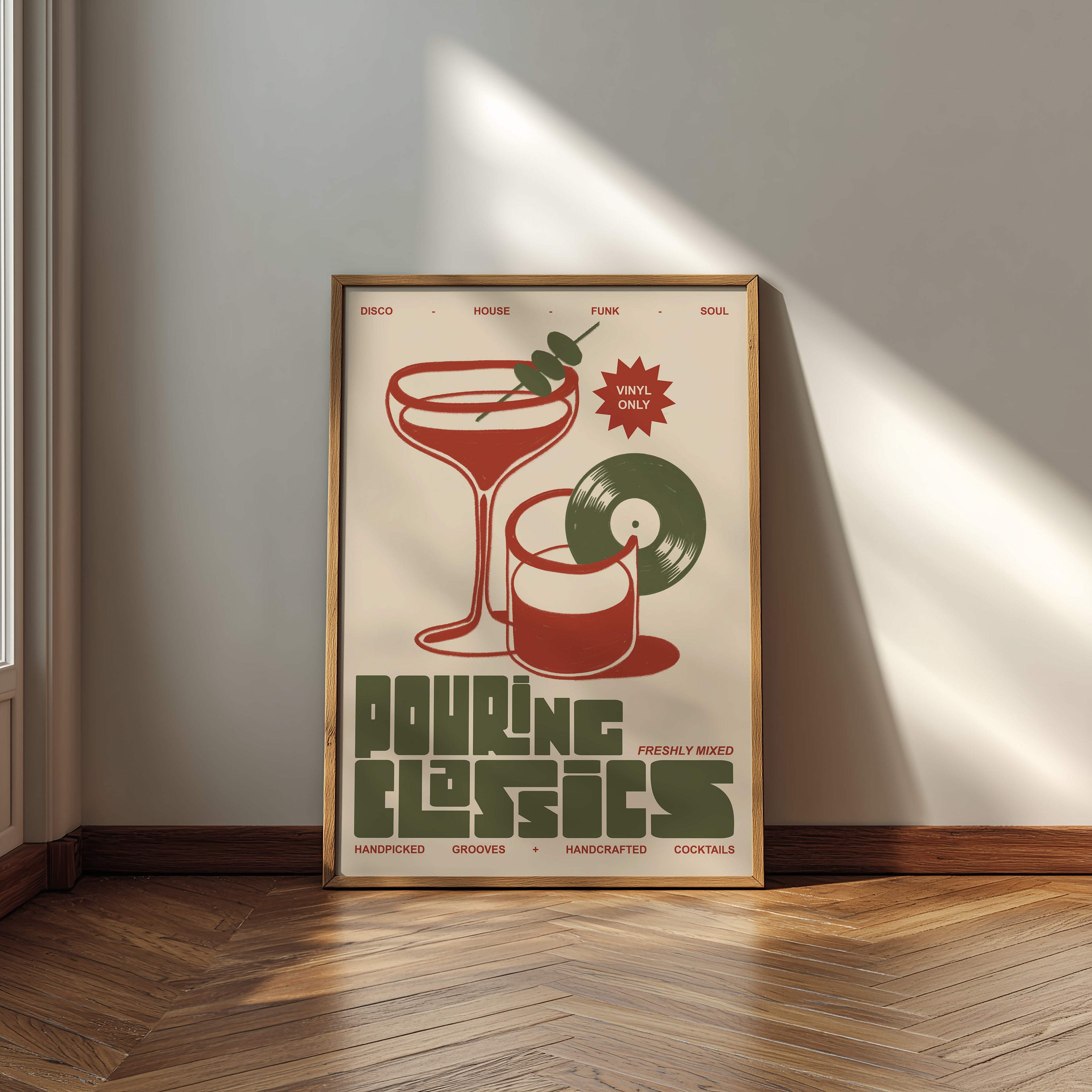 Cocktail Print | Pouring Classics | Music Inspired Mid Century Wall Art