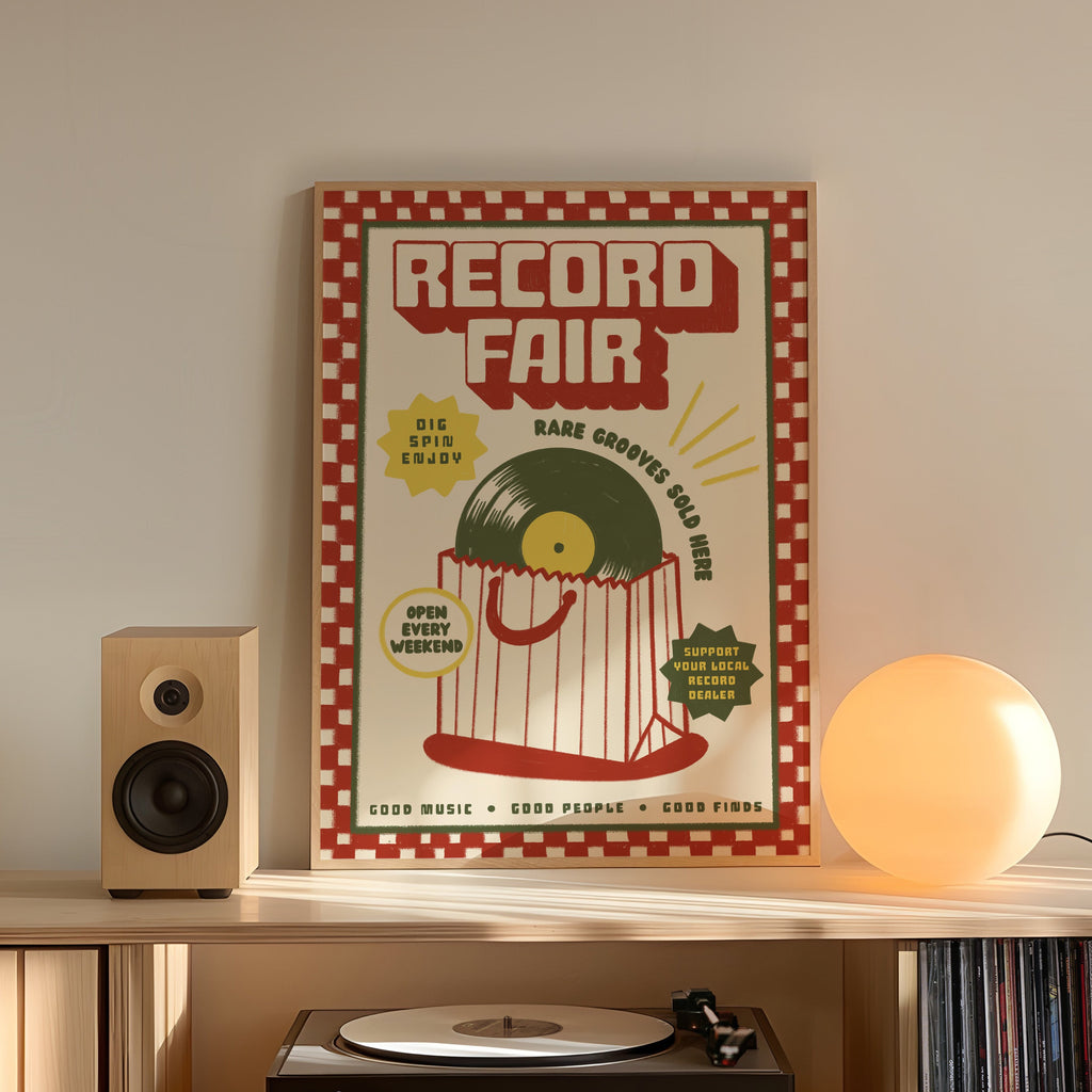 Record Fair Print | Vinyl Record Wall Art | Music Inspired Poster | Retro Mid Century Decor