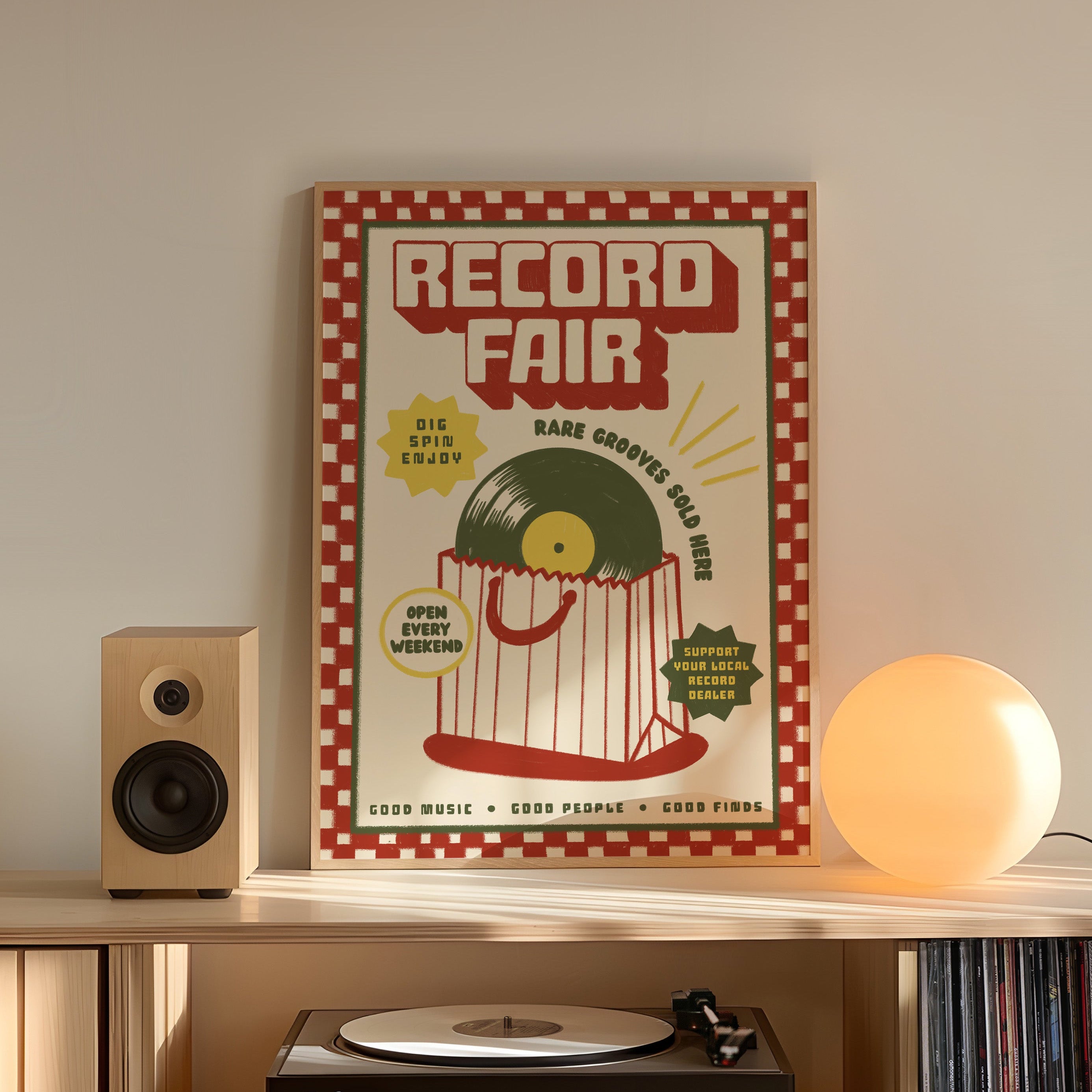 Record Fair Print | Vinyl Record Wall Art | Music Inspired Poster | Retro Mid Century Decor