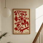 Vintage Flea Market Print | Retro Mid Century Wall Art | Vintage Furniture & Homewares Poster