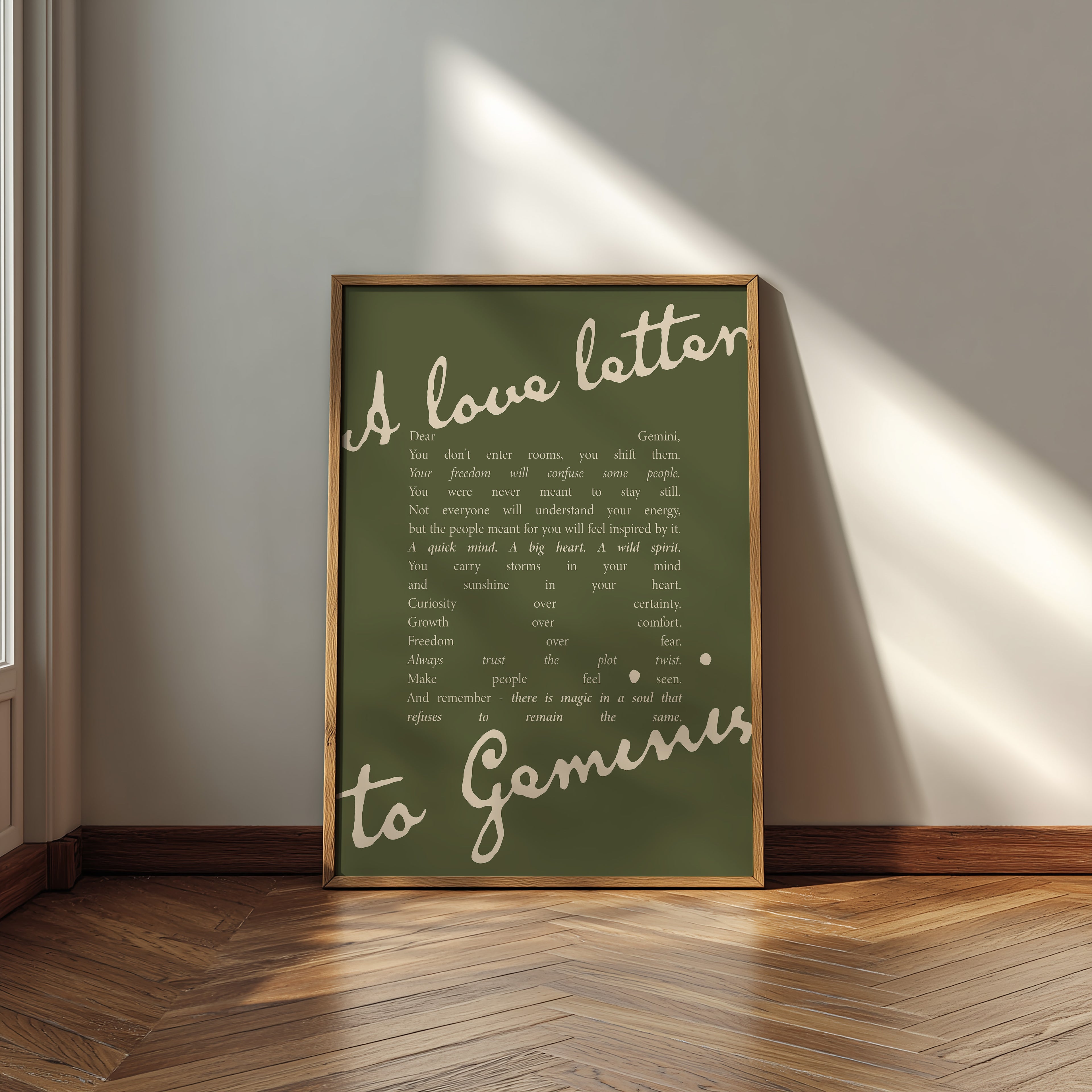Gemini Zodiac Print | A Love Letter To Gemini | Astrology Wall Art | Star Sign Gift Poster