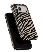 Black and cream zebra print tough phone case for iPhone and Samsung