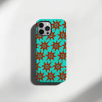 Turquoise & Rust  retro starburst tough phone cases for iPhone and Samsung