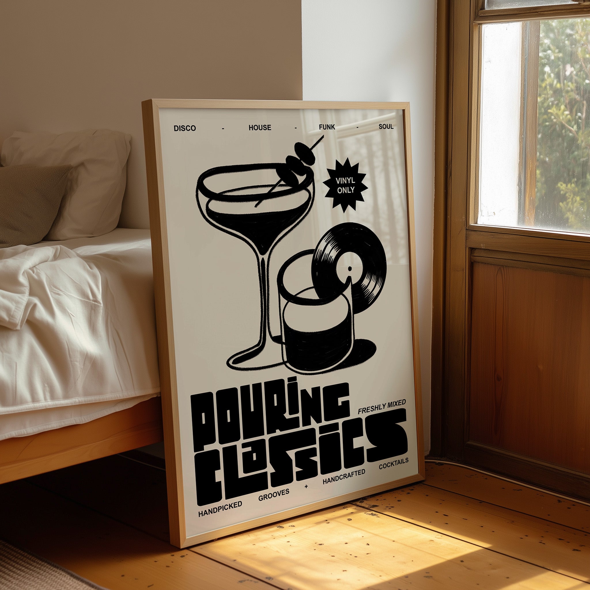 Cocktail Print | Pouring Classics | Music Inspired Mid Century Wall Art