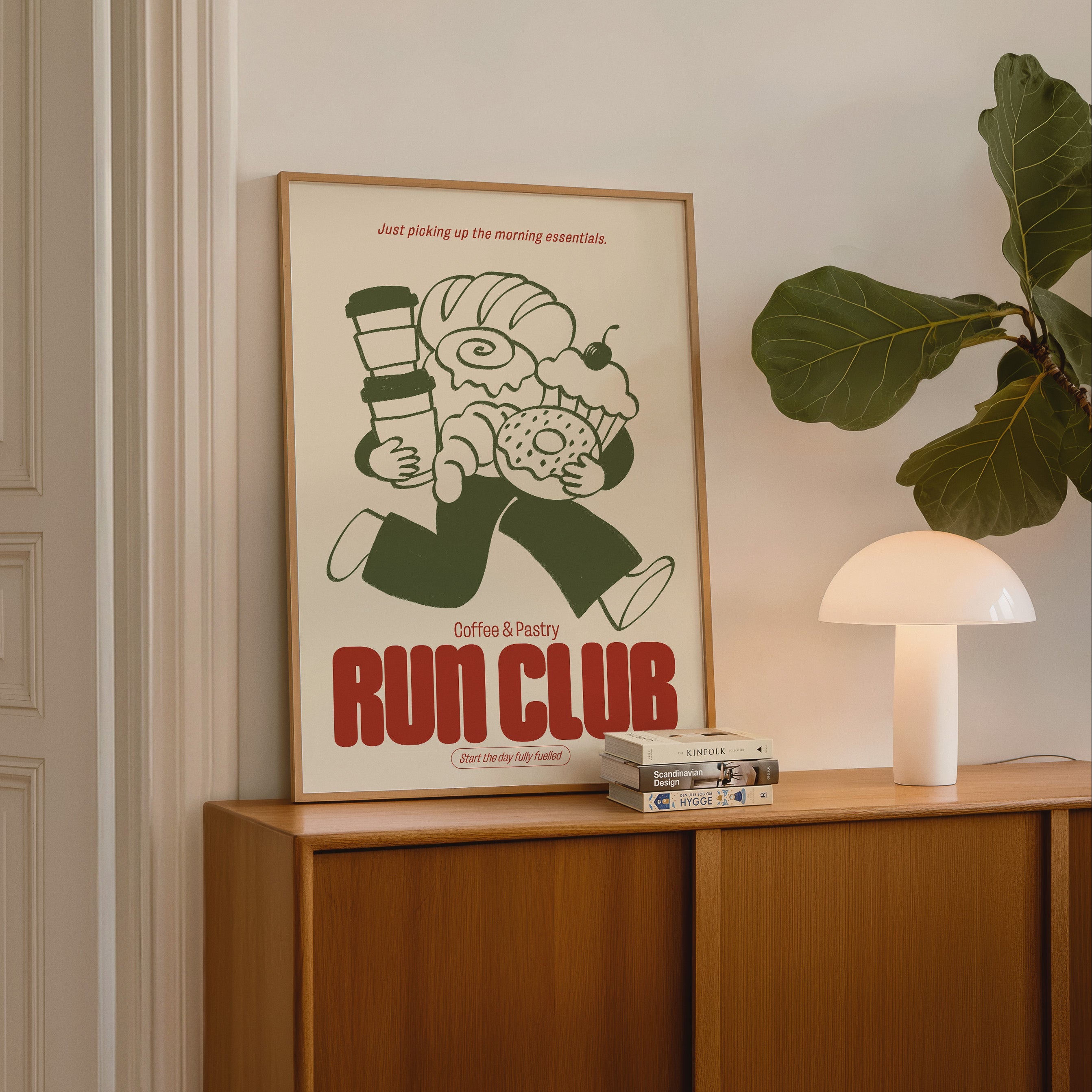 Coffee Print | Coffee & Pastry Run Club | Kitchen Wall Art | Retro Mid Century Food Poster
