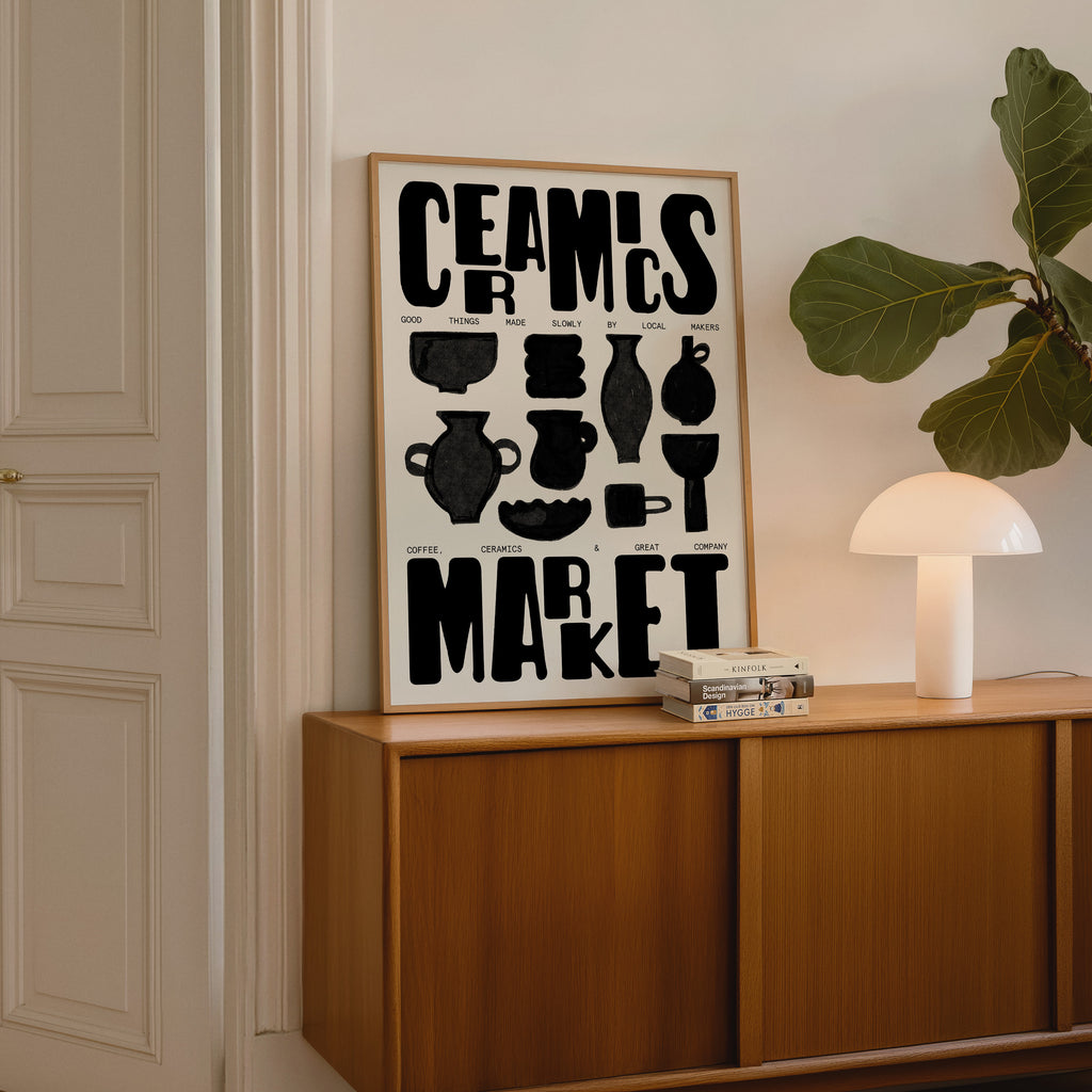 Ceramics Print | Pottery Wall Art | Retro Mid Century Kitchen Poster | Illustration