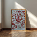 Food Print | Soul Mates & Small Plates | Kitchen Wall Art | Retro Mid Century Dining Poster