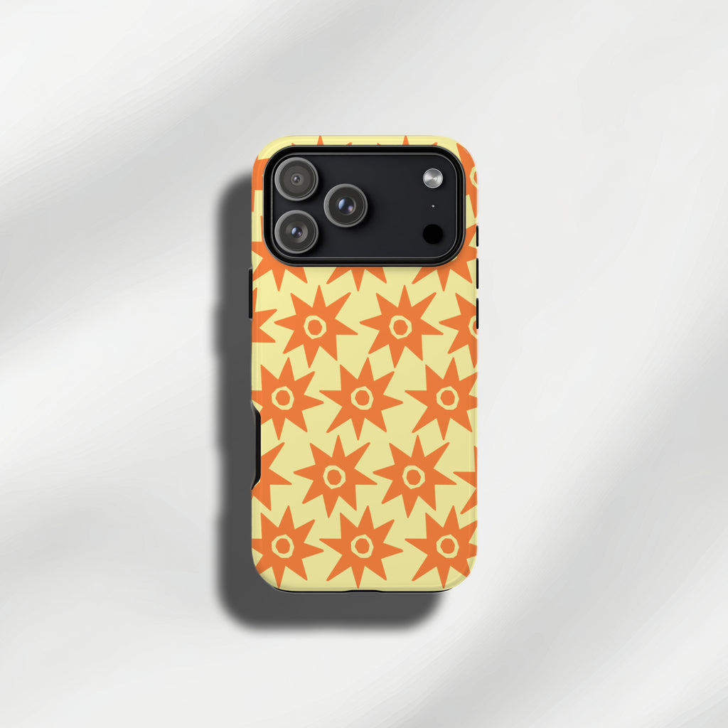 Yellow & Orange  retro starburst tough phone cases for iPhone and Samsung