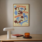 Vintage Flea Market Print | Retro Mid Century Wall Art | Vintage Furniture & Homewares Poster