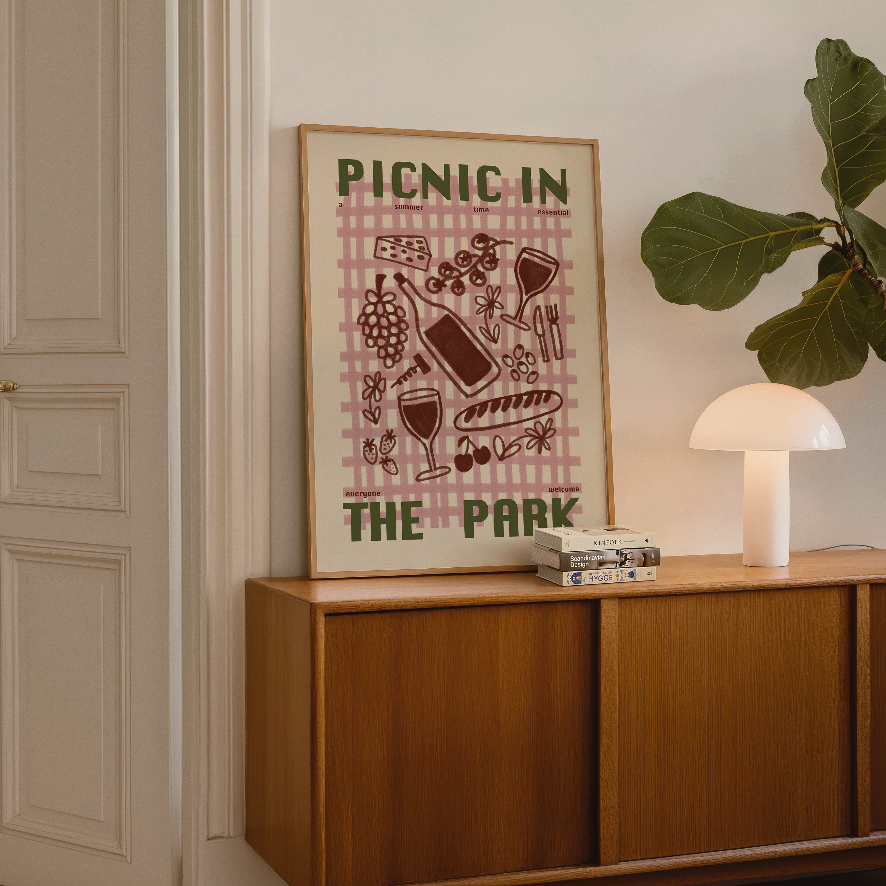 Picnic Print | Picnic In The Park | Kitchen Wall Art | Retro Mid Century Summer Poster