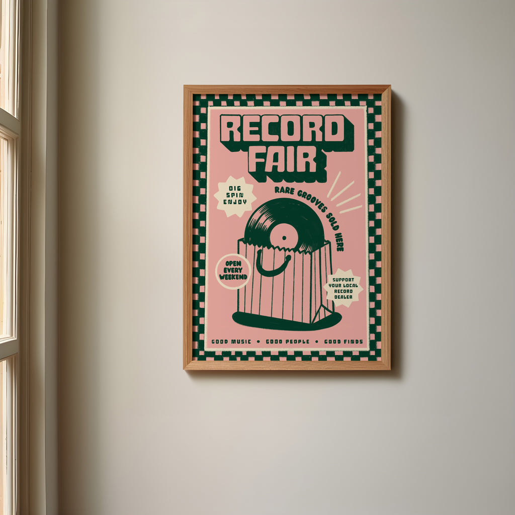 Record Fair Print | Vinyl Record Wall Art | Music Inspired Poster | Retro Mid Century Decor
