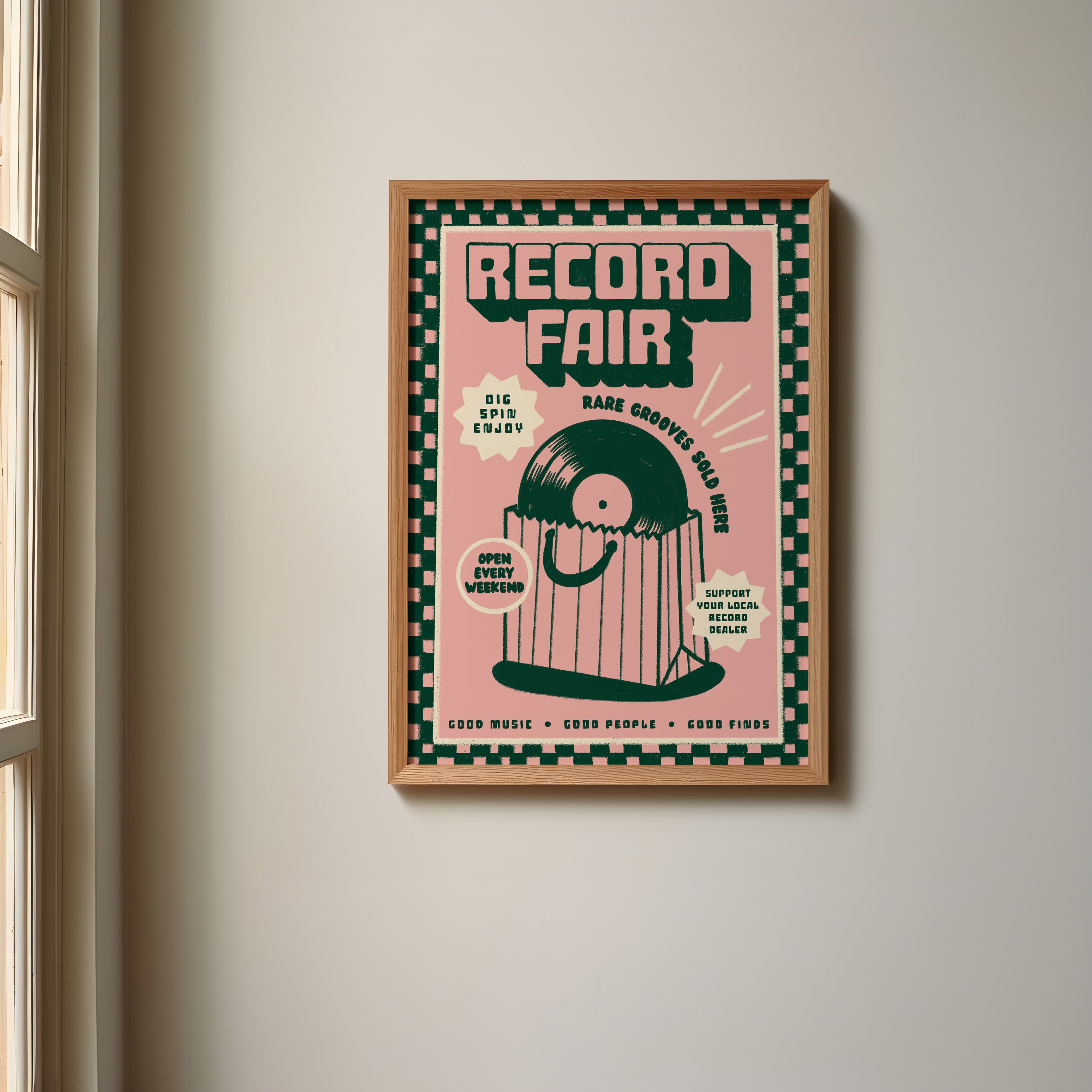 Record Fair Print | Vinyl Record Wall Art | Music Inspired Poster | Retro Mid Century Decor