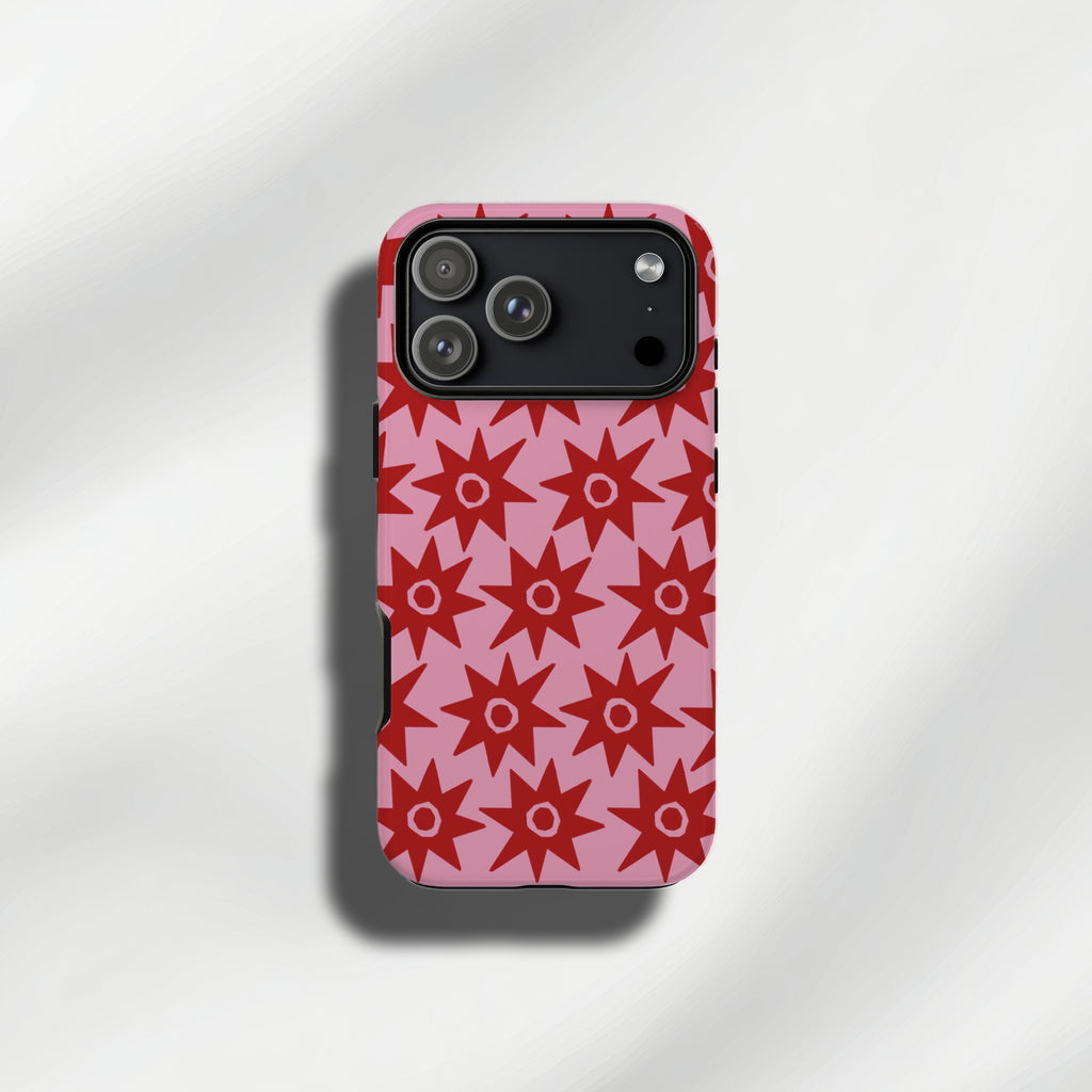 Pink & Red  retro starburst tough phone cases for iPhone and Samsung