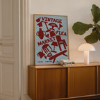 Vintage Flea Market Print | Retro Mid Century Wall Art | Vintage Furniture & Homewares Poster