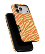 Orange and yellow zebra print tough phone case for iPhone and Samsung