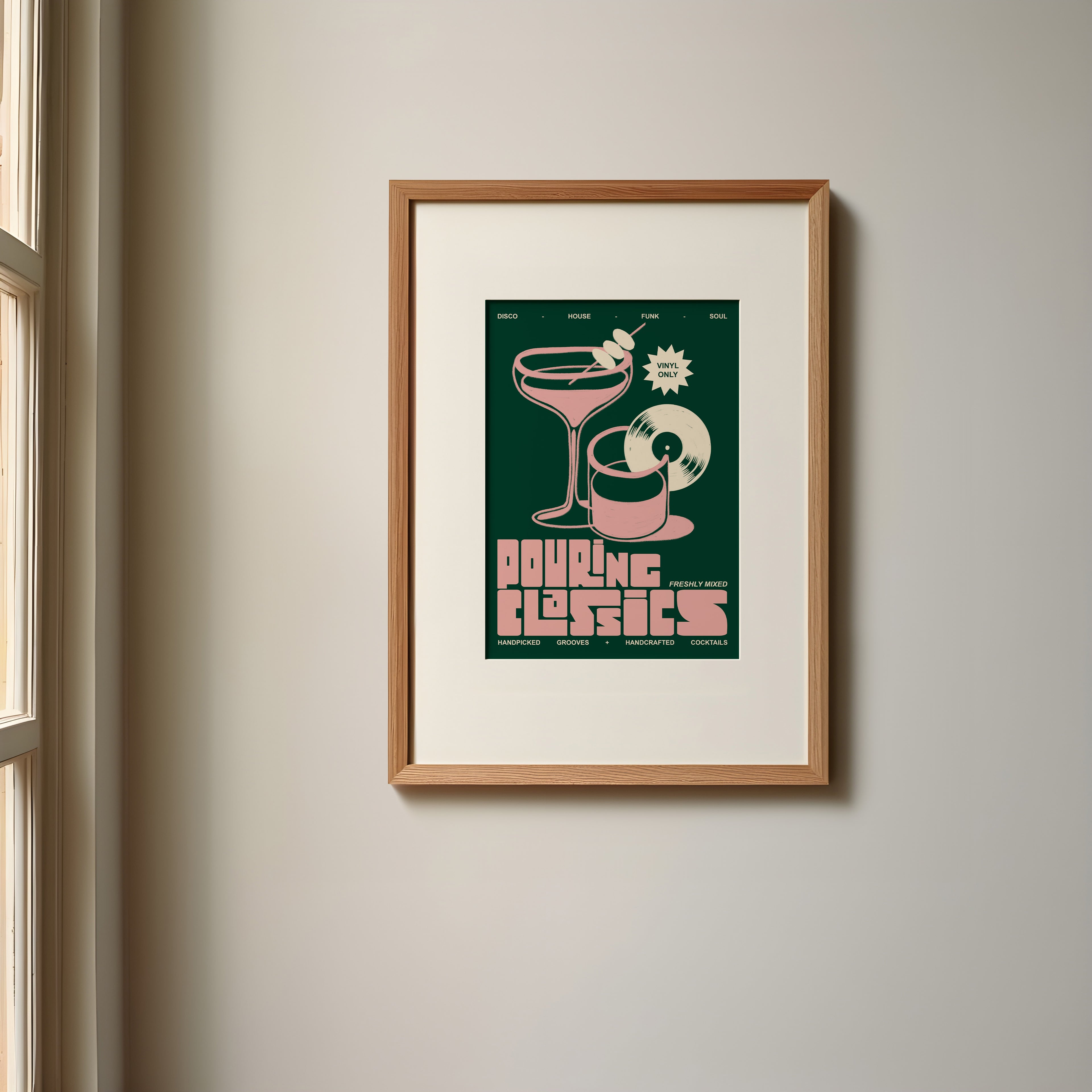 Cocktail Print | Pouring Classics | Music Inspired Mid Century Wall Art