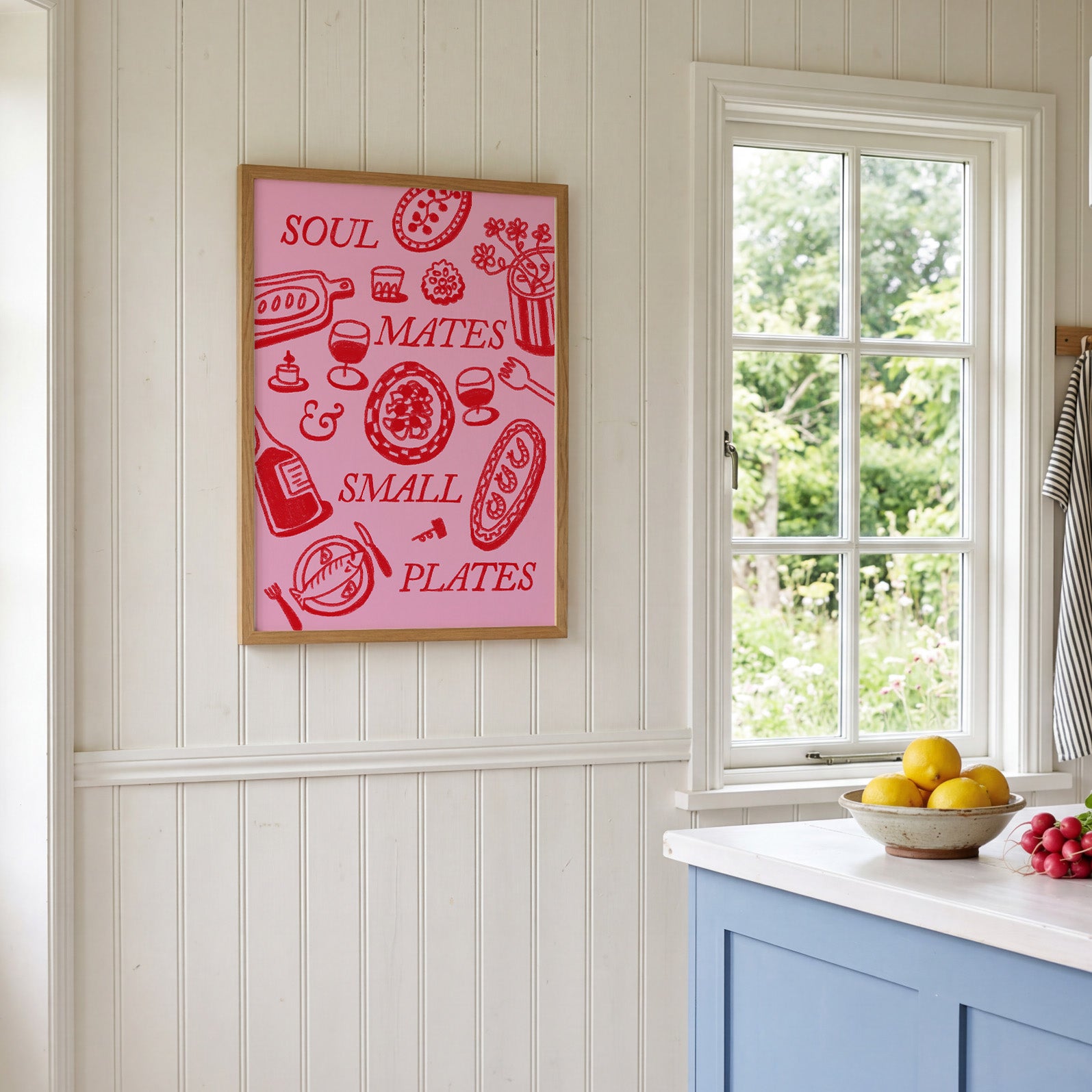 Food Print | Soul Mates & Small Plates | Kitchen Wall Art | Retro Mid Century Dining Poster