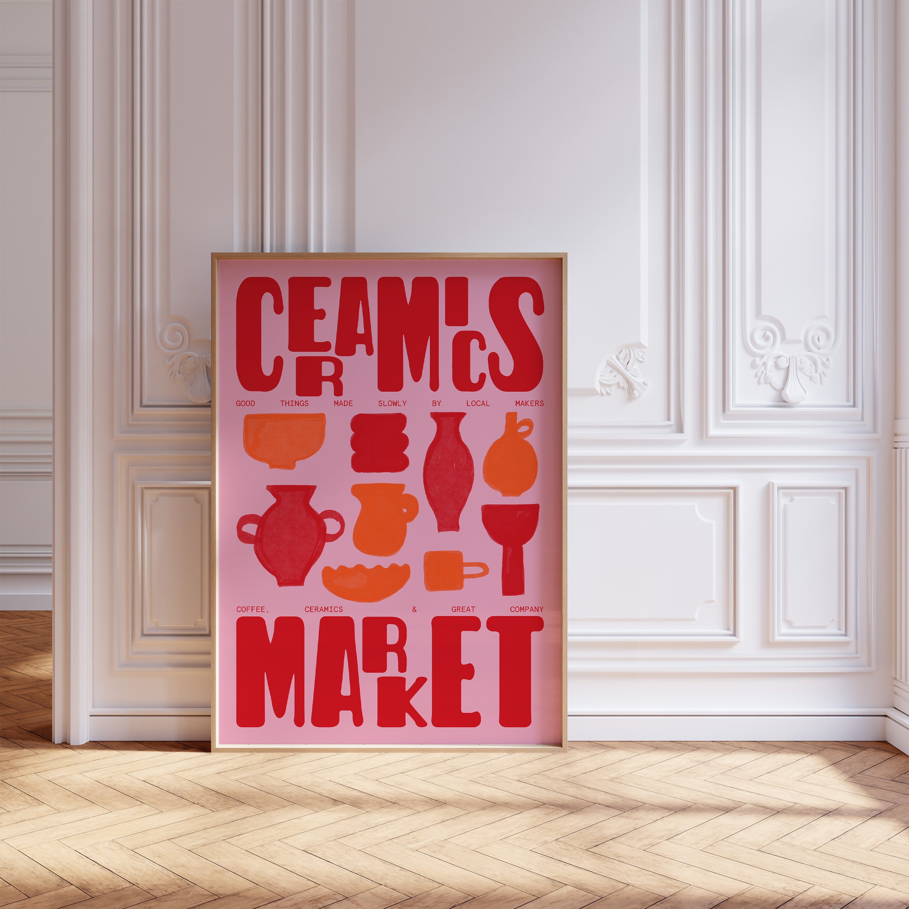 Ceramics Print | Pottery Wall Art | Retro Mid Century Kitchen Poster | Illustration