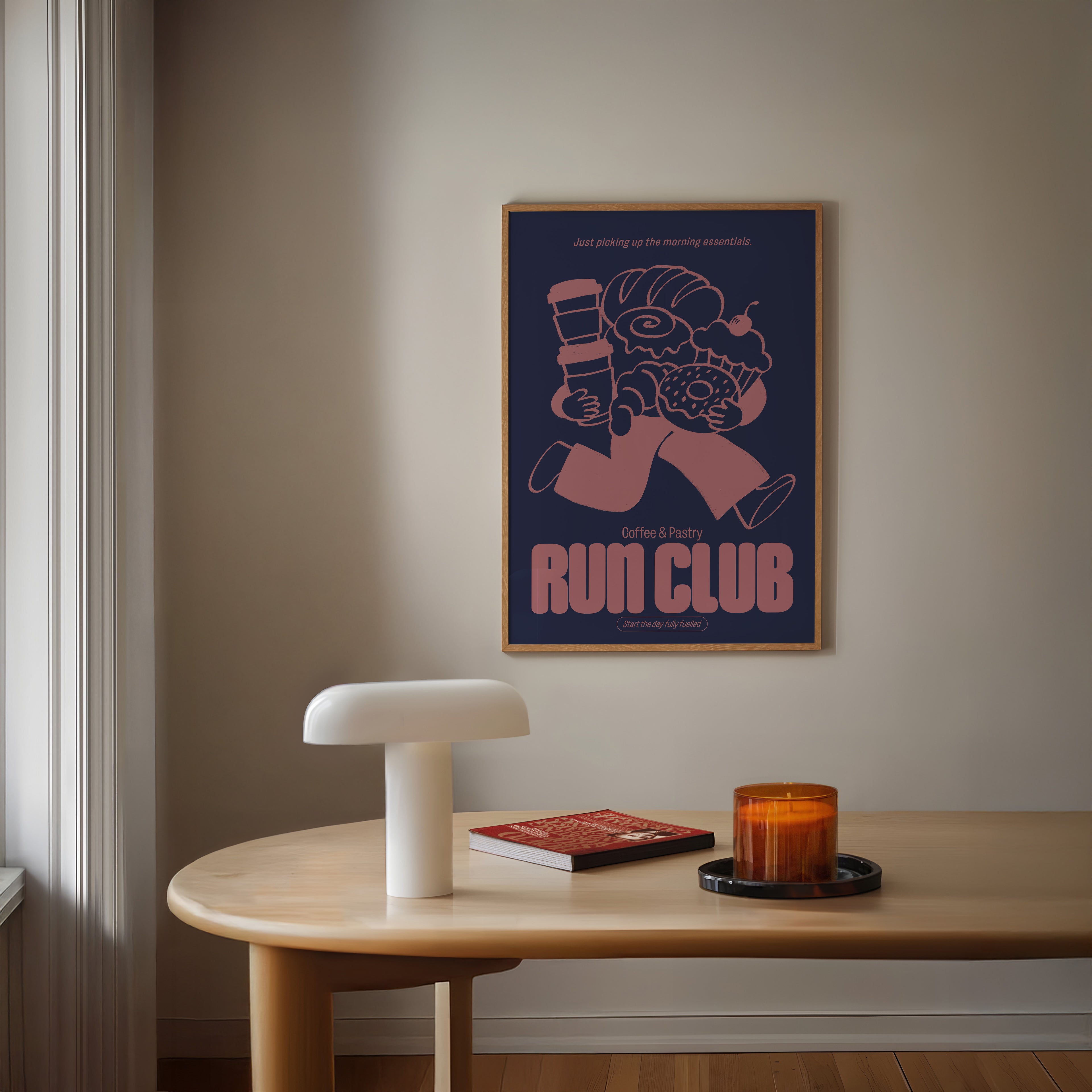 Coffee Print | Coffee & Pastry Run Club | Kitchen Wall Art | Retro Mid Century Food Poster