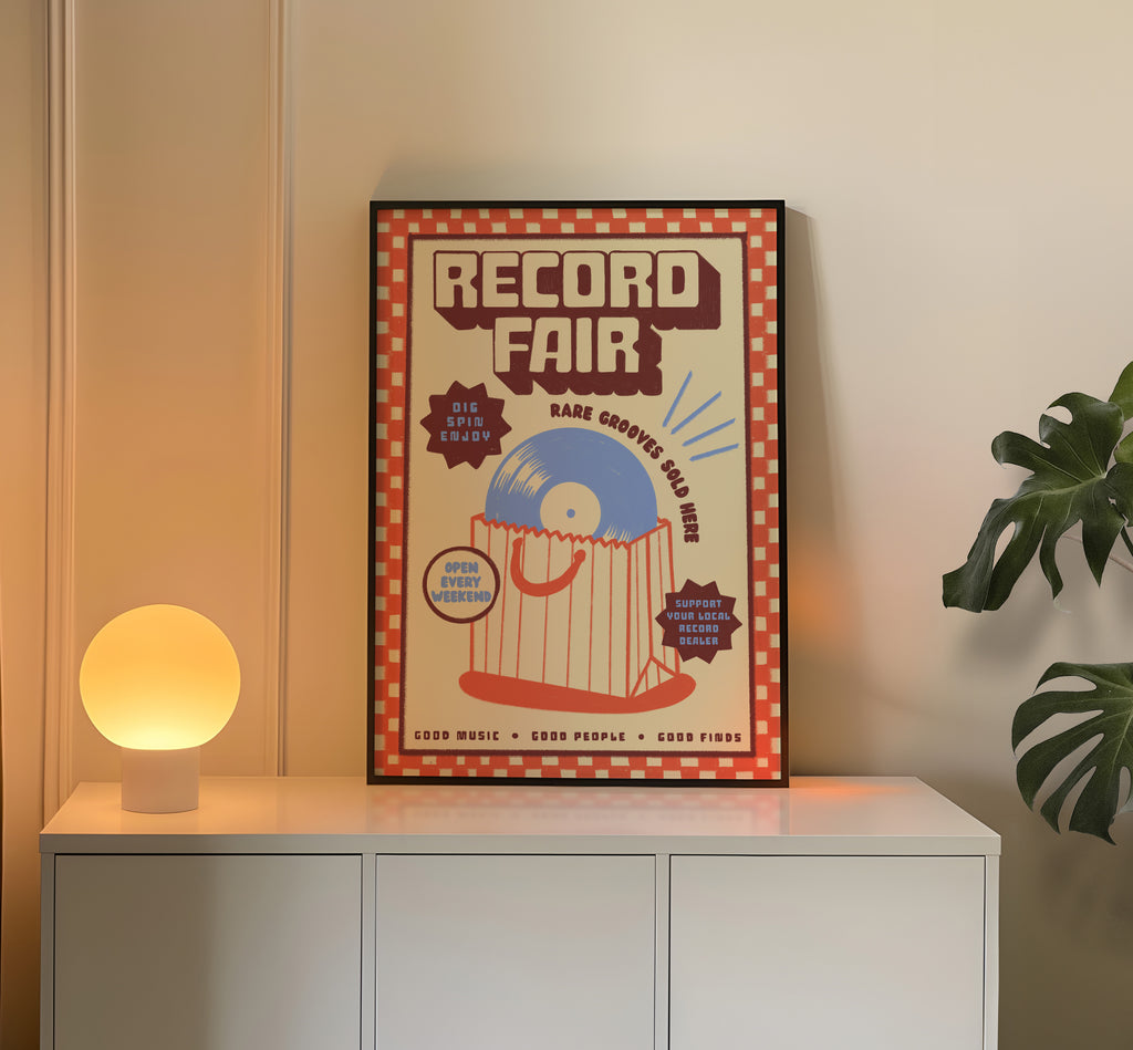 Record Fair Print | Vinyl Record Wall Art | Music Inspired Poster | Retro Mid Century Decor