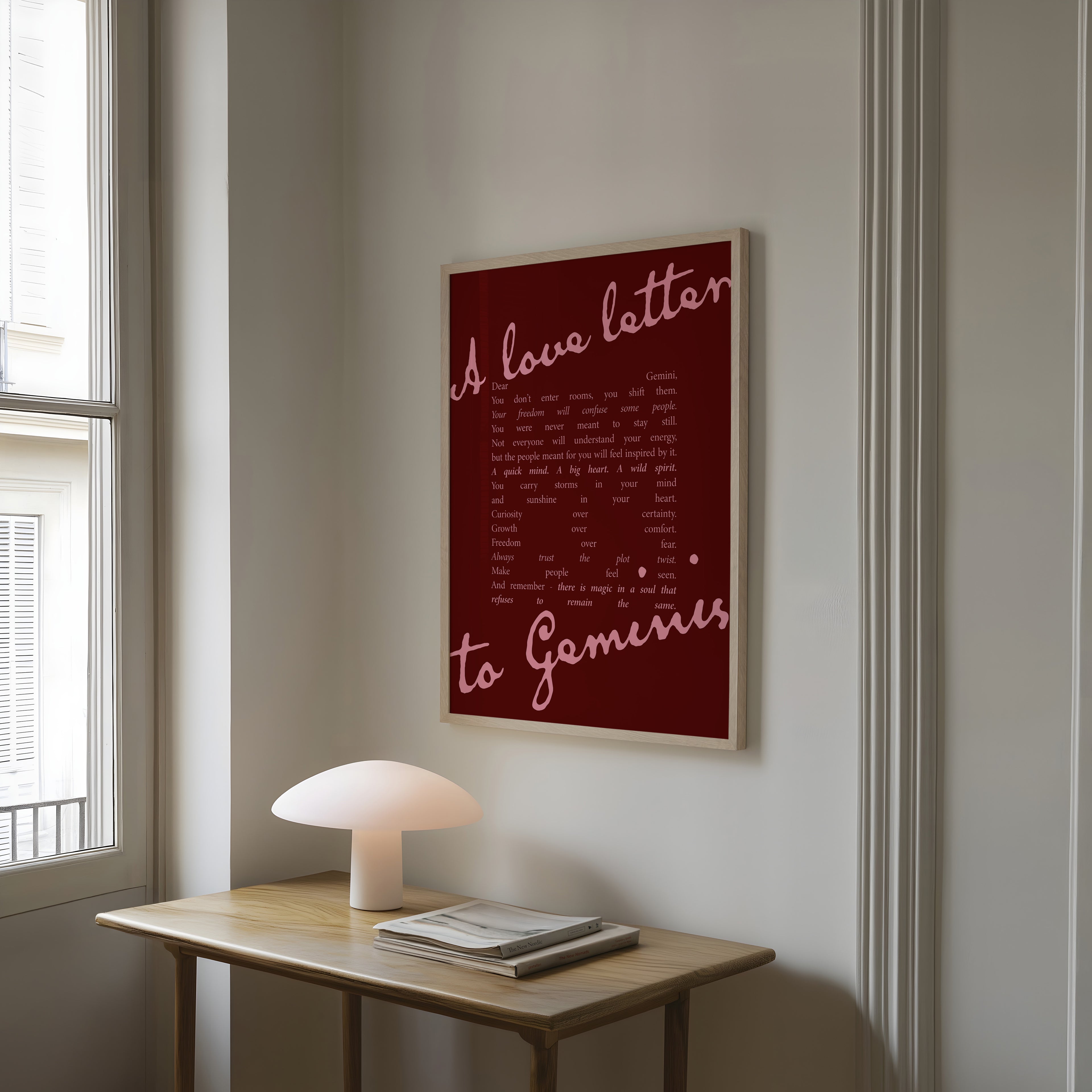 Gemini Zodiac Print | A Love Letter To Gemini | Astrology Wall Art | Star Sign Gift Poster
