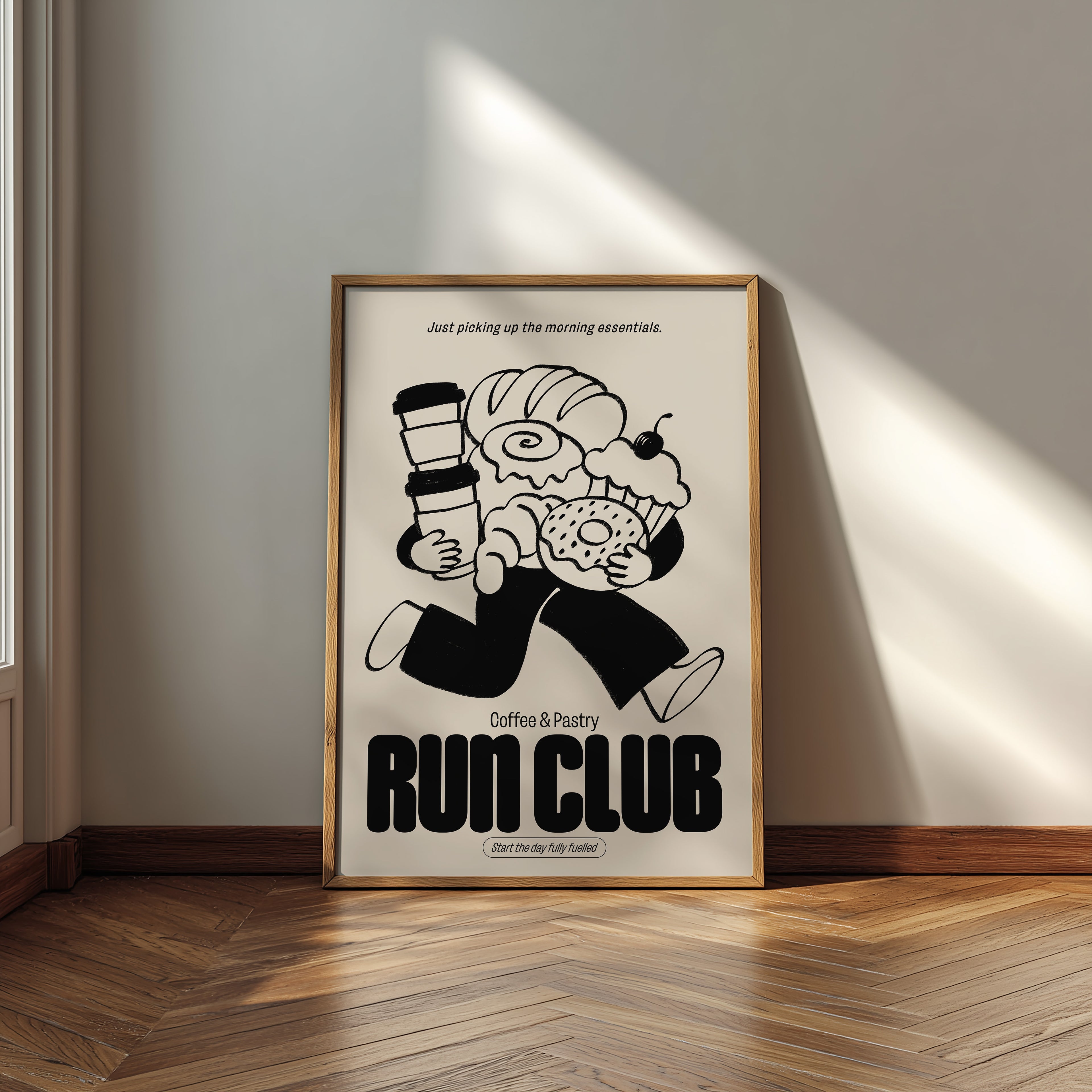 Coffee Print | Coffee & Pastry Run Club | Kitchen Wall Art | Retro Mid Century Food Poster