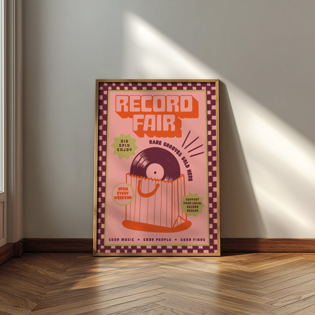 Record Fair Print | Vinyl Record Wall Art | Music Inspired Poster | Retro Mid Century Decor