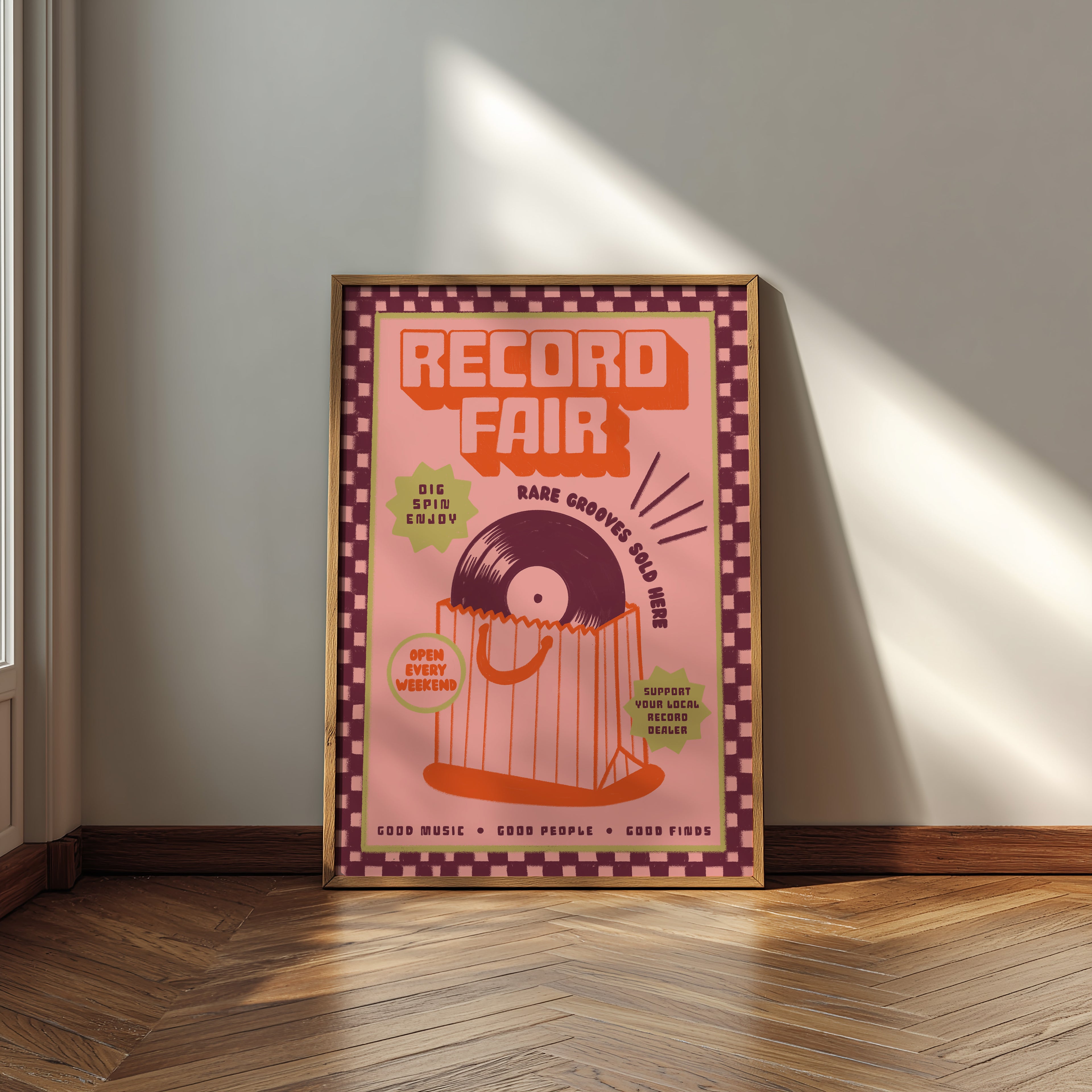 Record Fair Print | Vinyl Record Wall Art | Music Inspired Poster | Retro Mid Century Decor