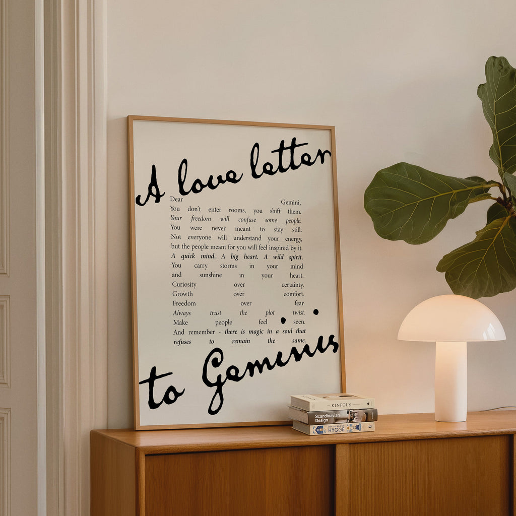 Gemini Zodiac Print | A Love Letter To Gemini | Astrology Wall Art | Star Sign Gift Poster