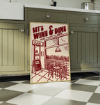 Wine Print | Let's Wine & Dine | Kitchen Wall Art | Retro Mid Century Restaurant Poster