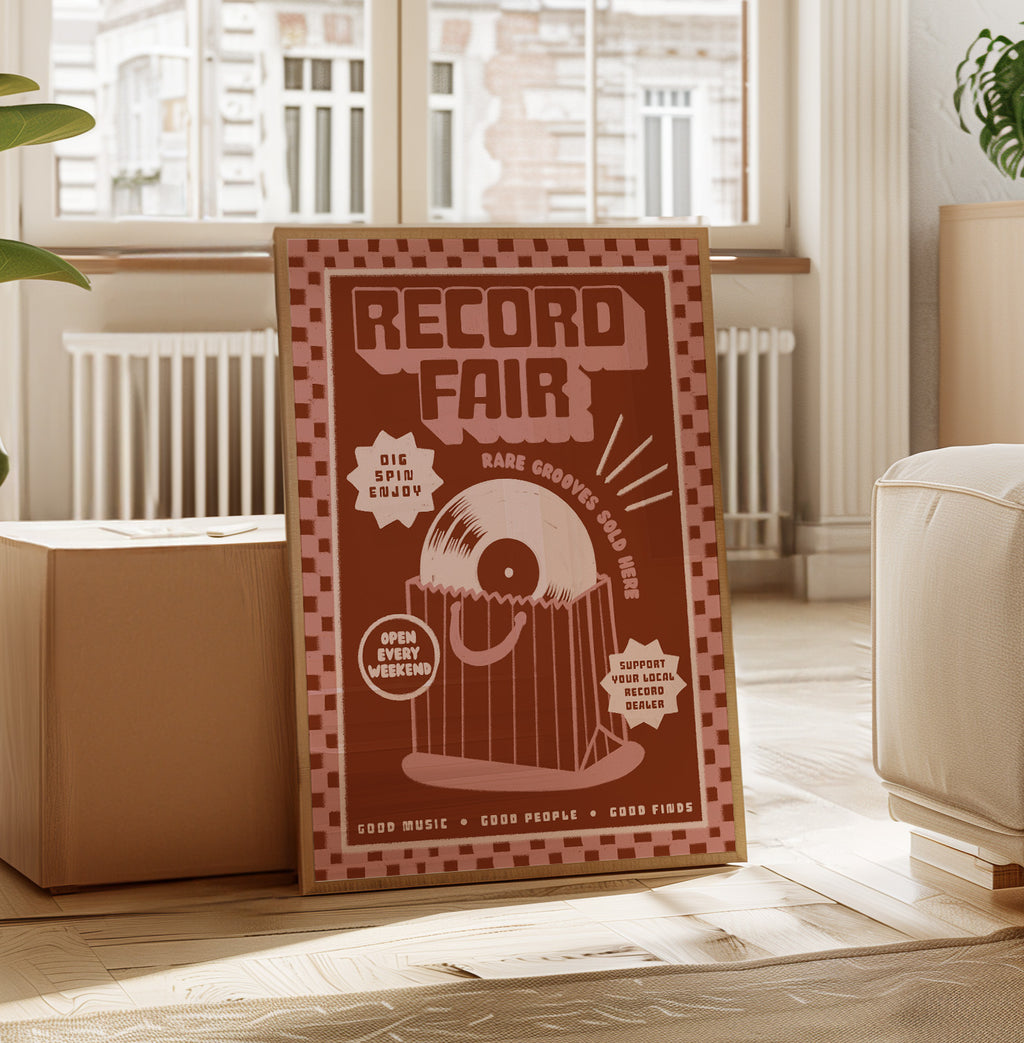 Record Fair Print | Vinyl Record Wall Art | Music Inspired Poster | Retro Mid Century Decor