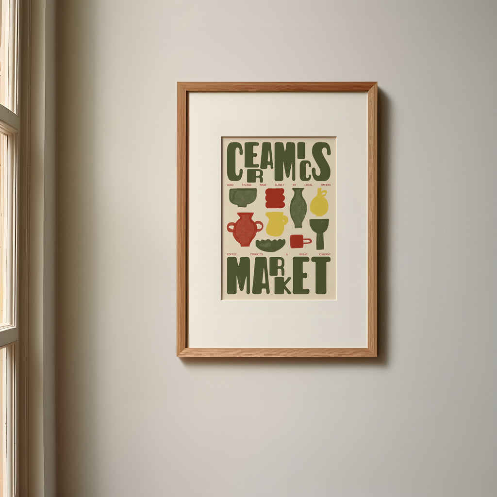 Ceramics Print | Pottery Wall Art | Retro Mid Century Kitchen Poster | Illustration