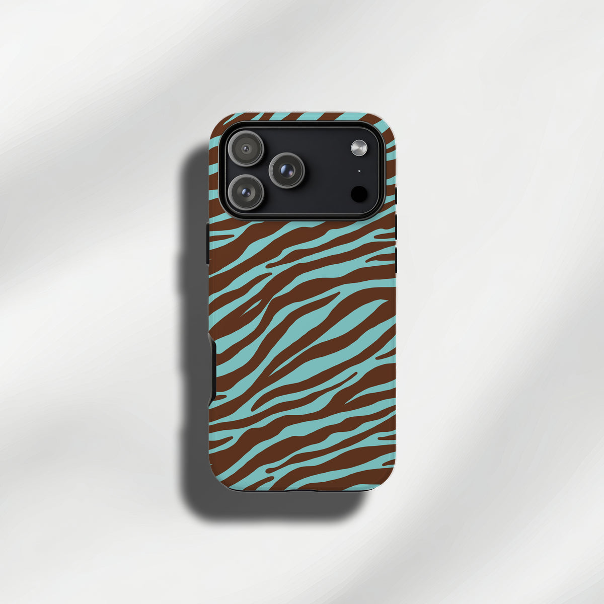 Aqua Turquoise Zebra Animal Print Brown Phone Case Tough protection iPhone Apple Galaxy Samsung