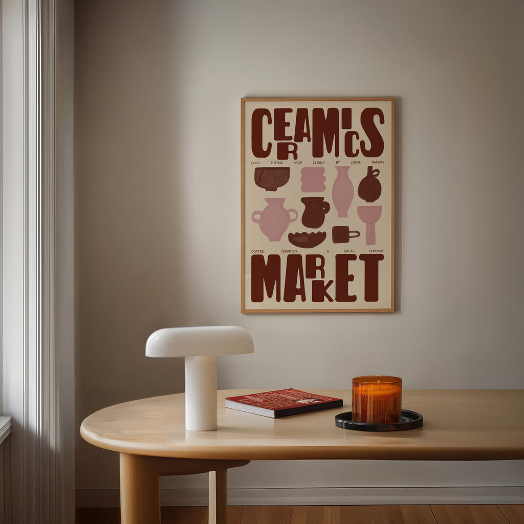 Ceramics Print | Pottery Wall Art | Retro Mid Century Kitchen Poster | Illustration