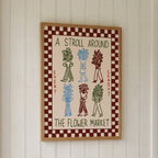 Flower Market Print | A Stroll Around The Flower Market | Botanical Wall Art | Retro Mid Century Poster