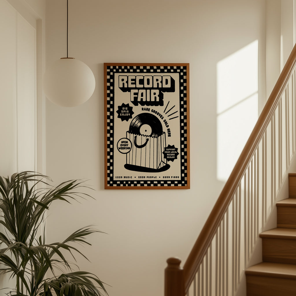 Record Fair Print | Vinyl Record Wall Art | Music Inspired Poster | Retro Mid Century Decor