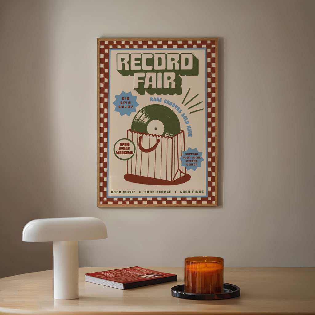 Record Fair Print | Vinyl Record Wall Art | Music Inspired Poster | Retro Mid Century Decor
