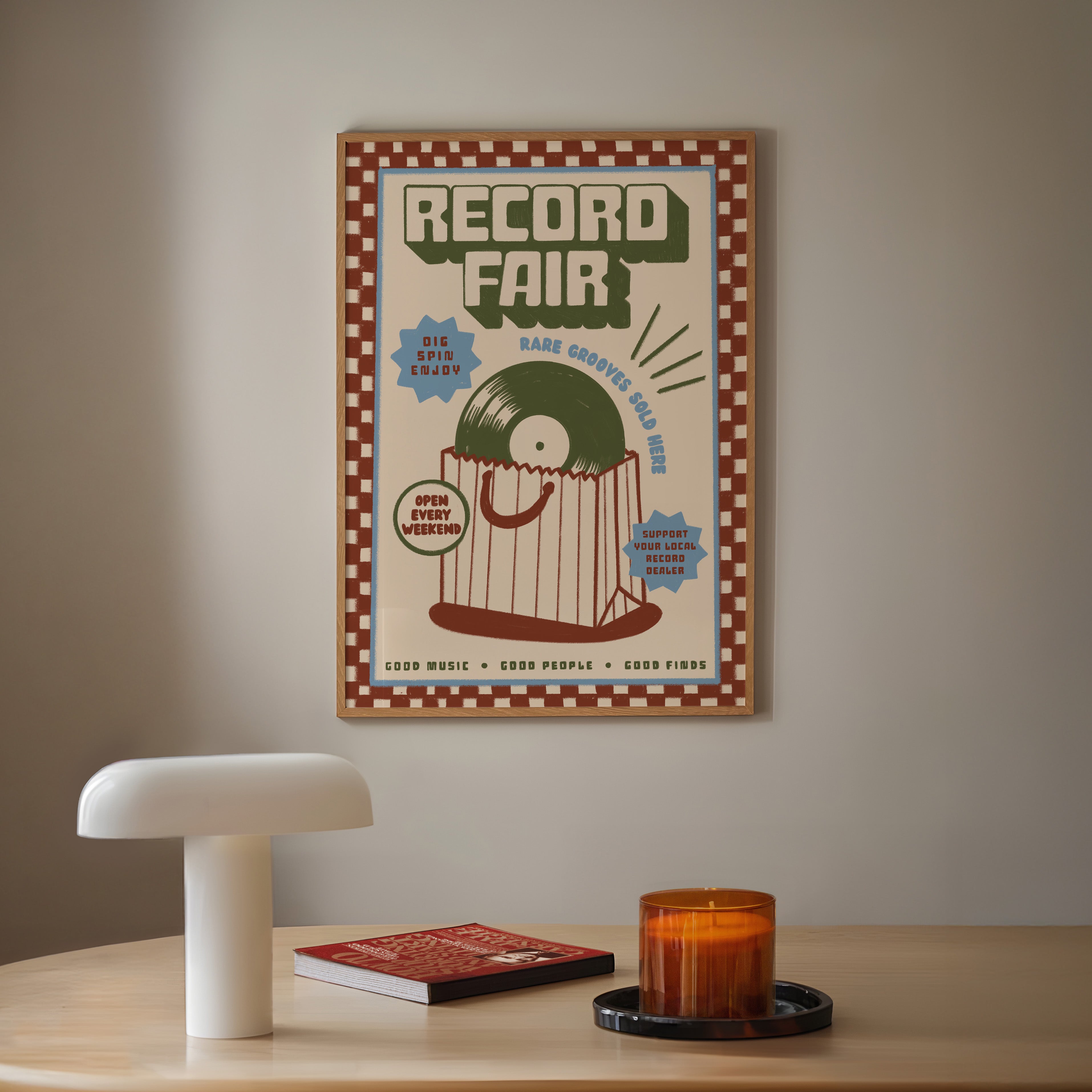 Record Fair Print | Vinyl Record Wall Art | Music Inspired Poster | Retro Mid Century Decor