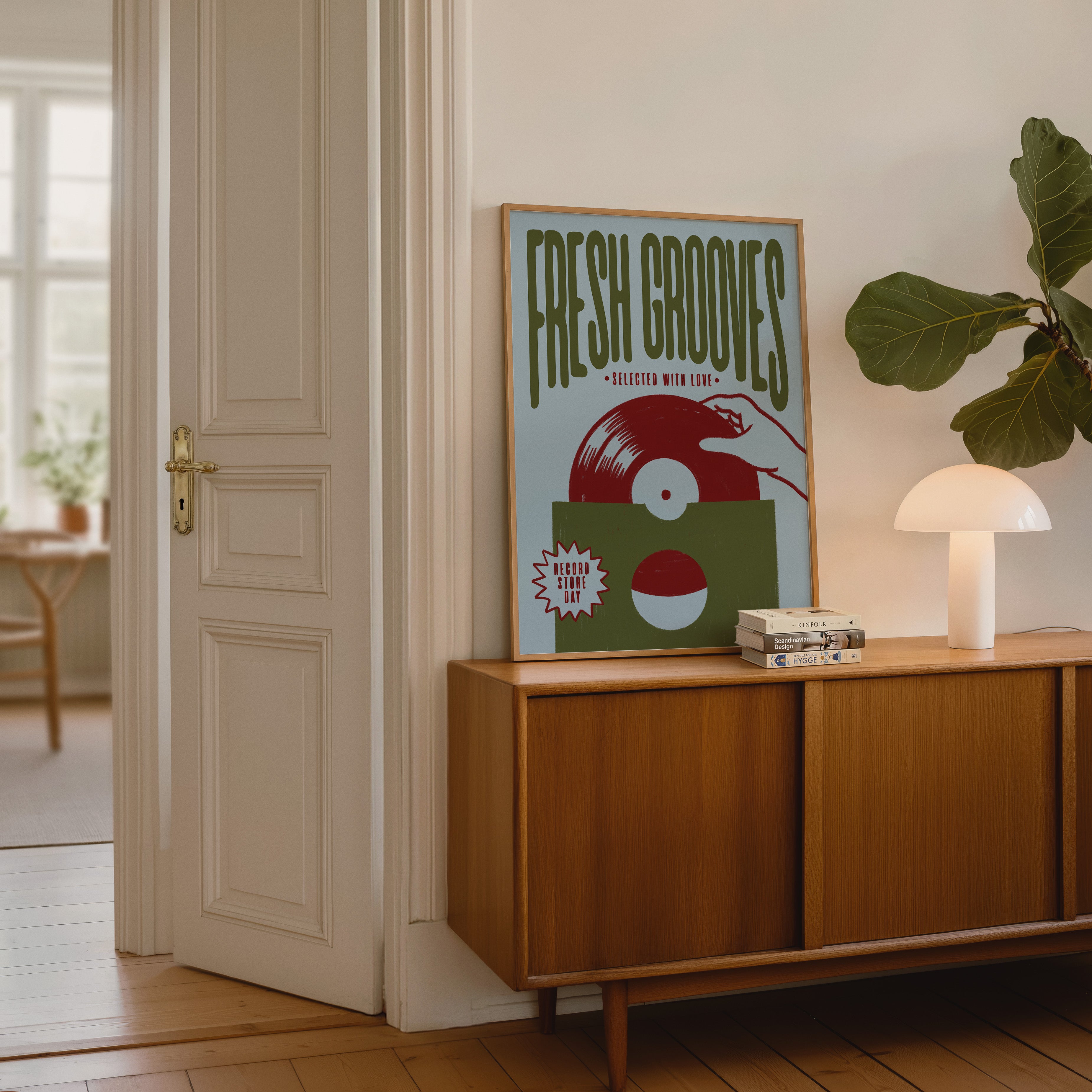 Vinyl Record Print | Fresh Grooves | Music Inspired Wall Art | Retro Mid Century Poster