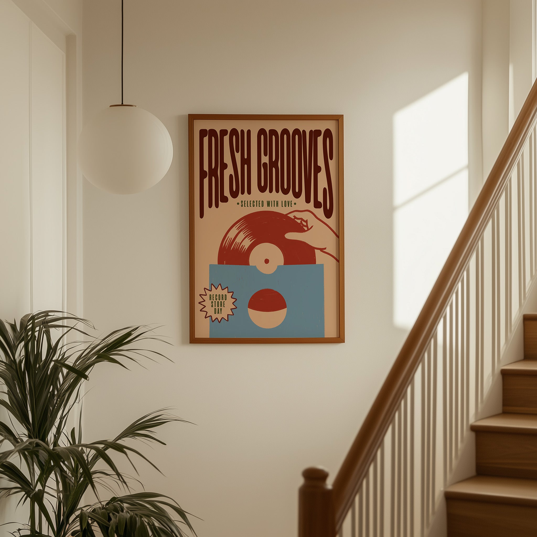 Vinyl Record Print | Fresh Grooves | Music Inspired Wall Art | Retro Mid Century Poster