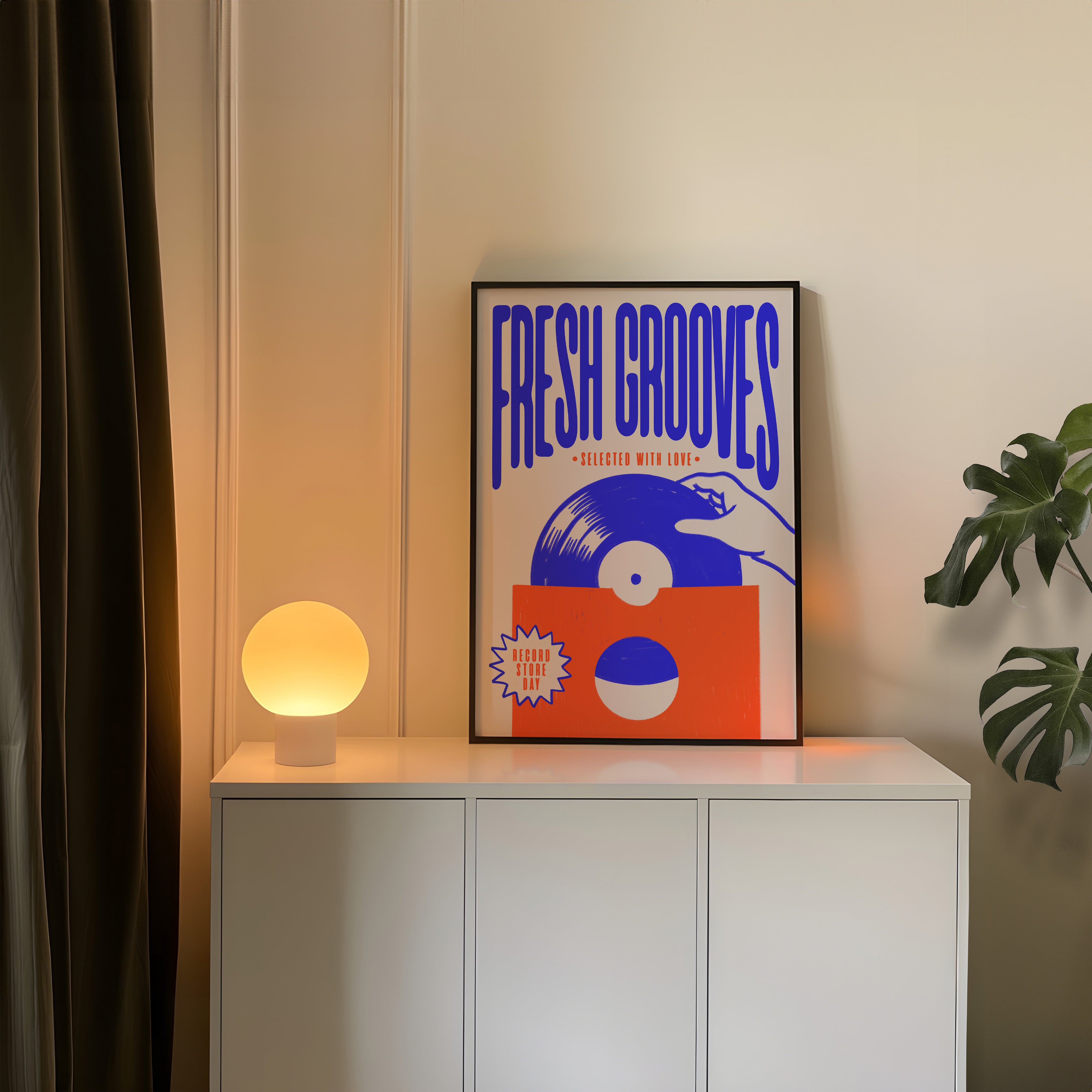 Vinyl Record Print | Fresh Grooves | Music Inspired Wall Art | Retro Mid Century Poster