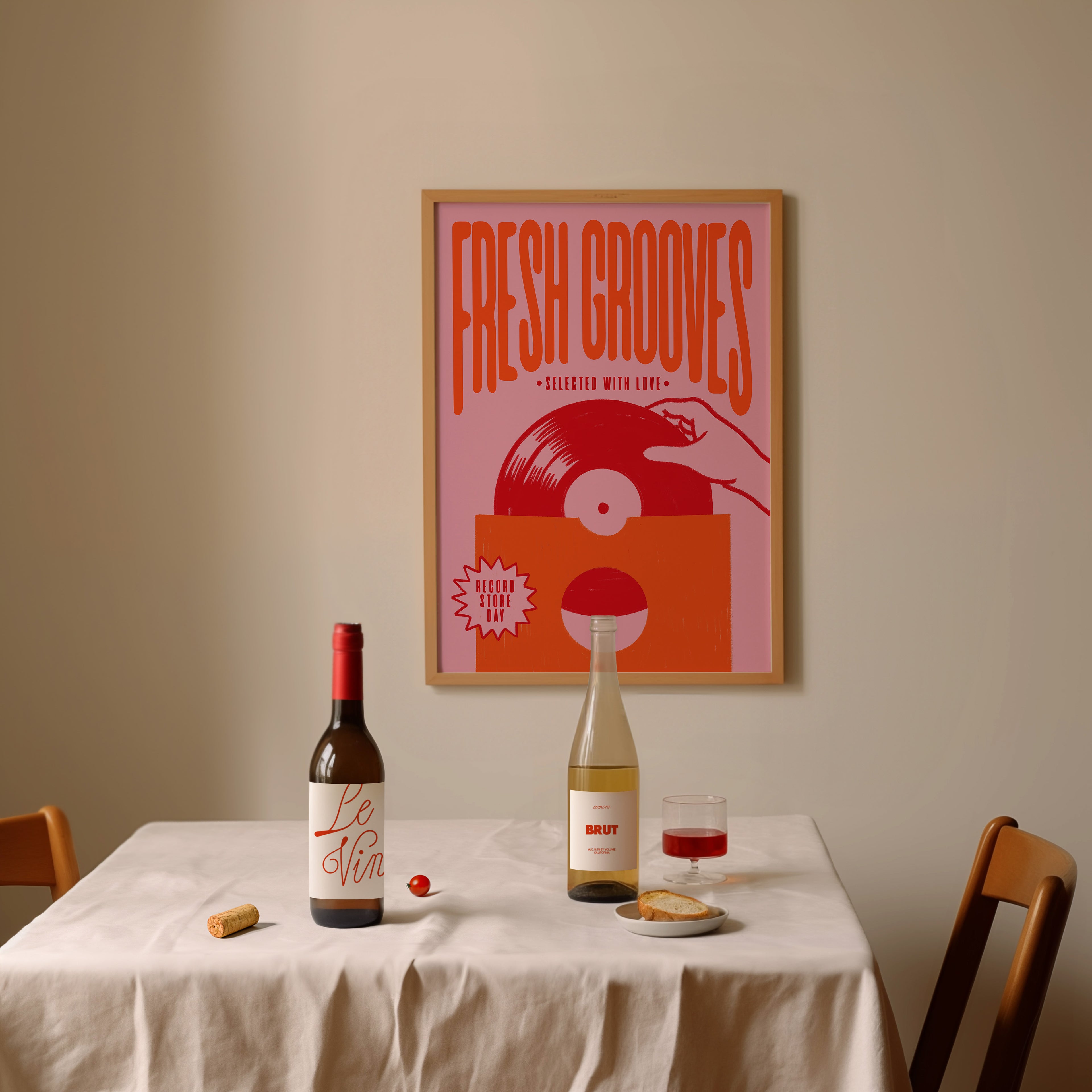 Vinyl Record Print | Fresh Grooves | Music Inspired Wall Art | Retro Mid Century Poster